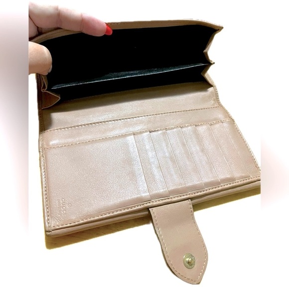 Gucci Diamante Heart Canvas Long Wallet, Brown/Pink Beige Leather - Picture 6 of 16